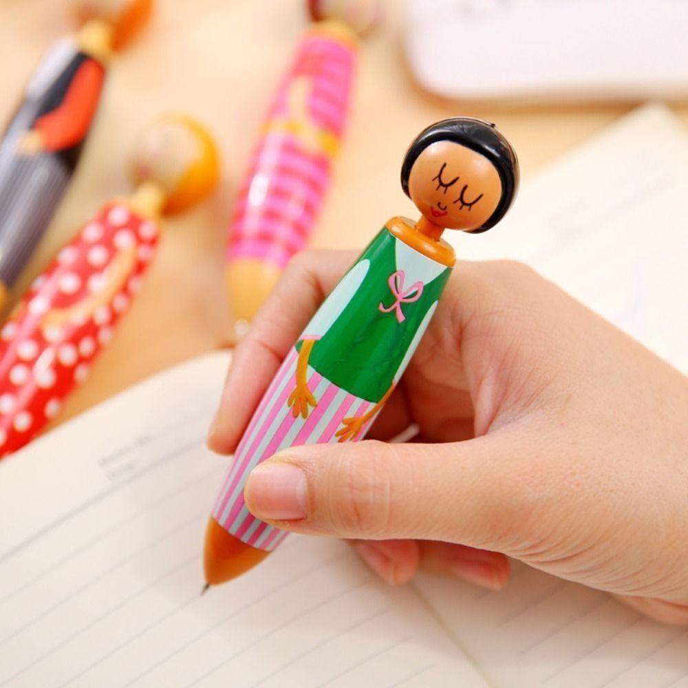 5Pcs/bag Stationery Ballpoint Pen Cartoon Doll Pen Cute Neutral Pen
