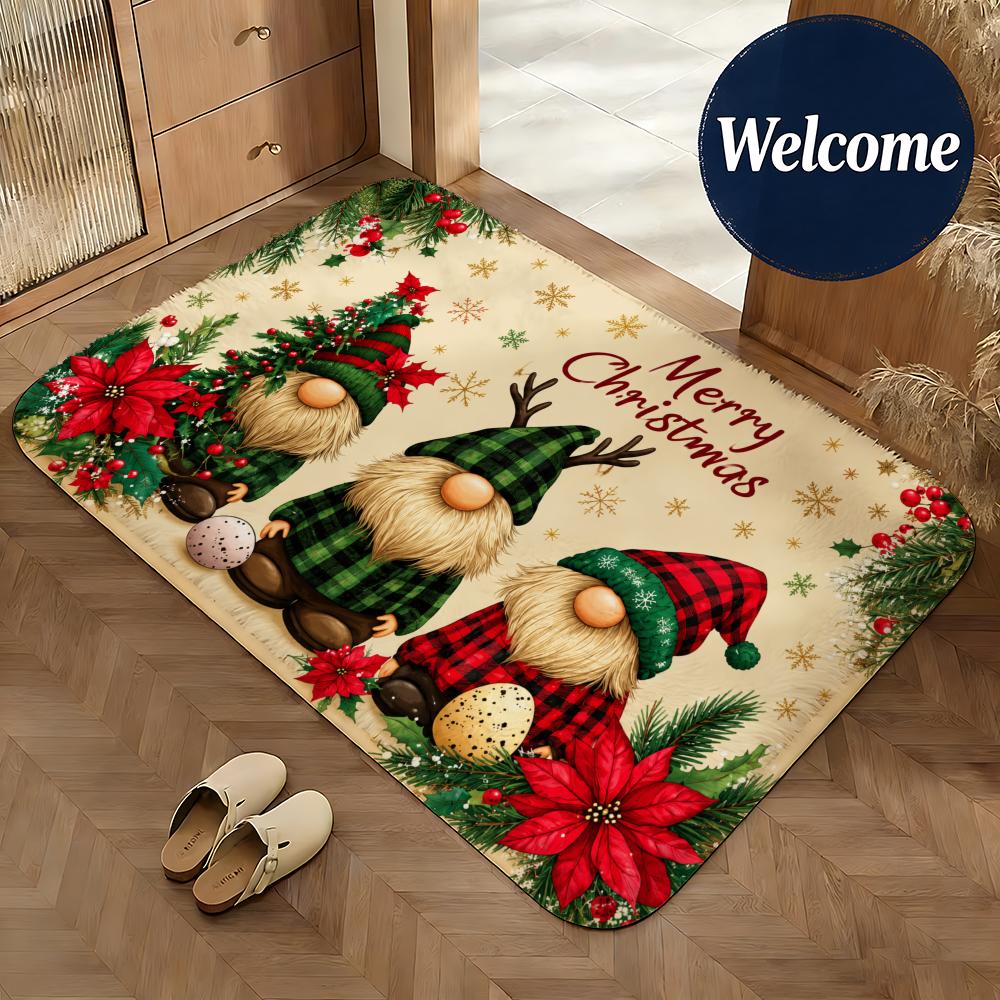 Merry Christmas Door Mat Floor Mat Non-Slip Absorbent Doormat Bathroom Bedroom Home Decor Rug