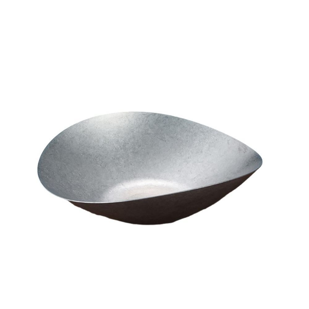 Irregular Shape Vintage Stainless Steel Meal Plate Anti-fall Unbreakable Dinner Plate Industrial Style Bone Dish Camping