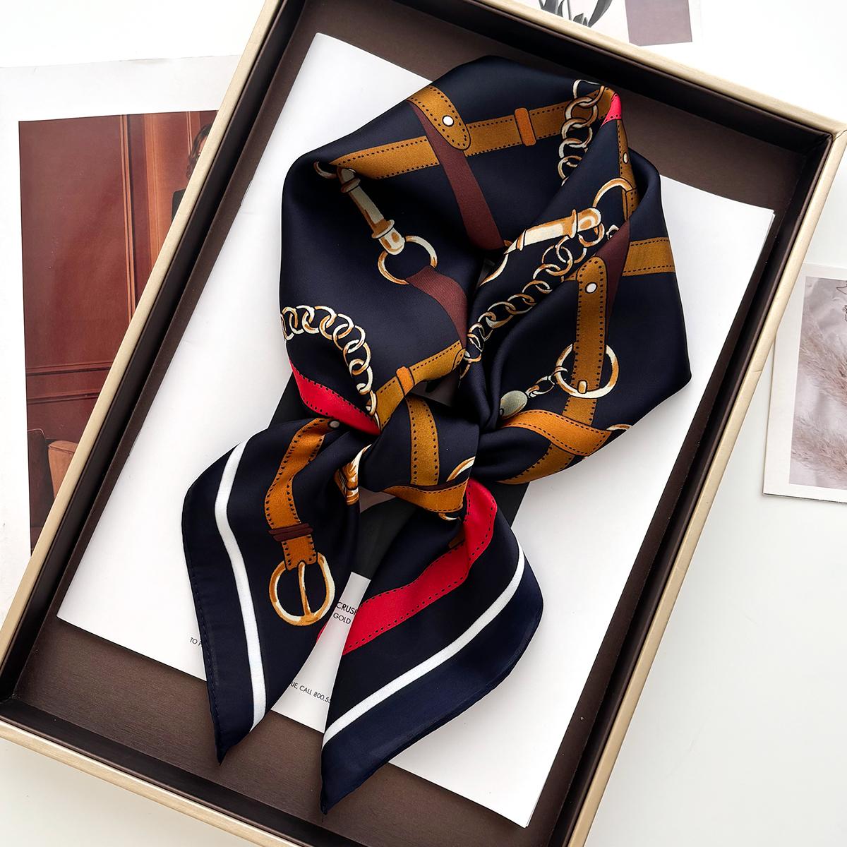 

Luxury 70*70Cm Square Scarf For Women Soft Satin Neckerchief Female Hair Bands Elegant Ladies Bag Ribbon Headband Bandana Shawl