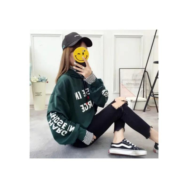 Herbst- und Winter-Sweatshirts für Damen Koreanischer Stil Samt Verdickt Studenten-Harajuku-Stil Locker Dünn Trendige Jacke