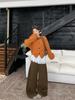 Women's French Lace Patchwork Long Sleeve Ruffle Turtleneck for Fall/Winter Layering