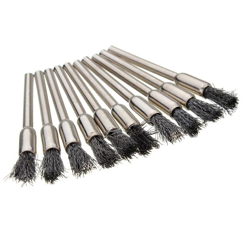 10 Pcs Wheel Wire Pen Brush Steel Cup Brush Rotary Tool Polishing Set Accessories Kit for Cleaning Grinding Polished