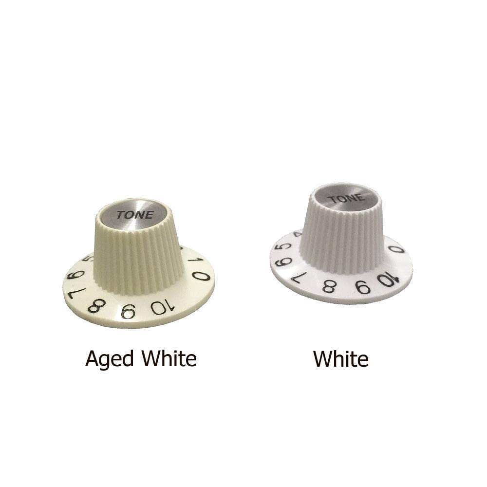 YJB PARTS Sombrero Knob, Silver Top, Inch (Aged WhiteVOL.+ TONE)