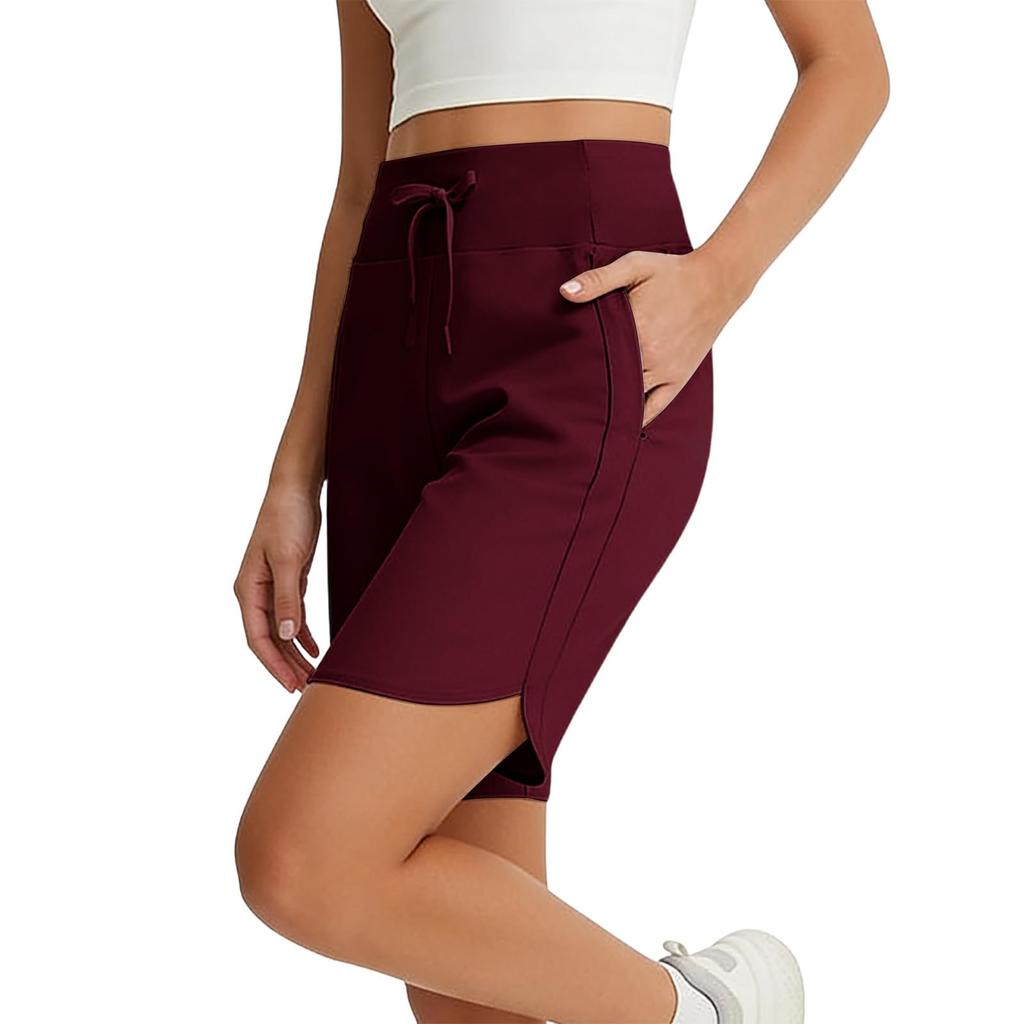 Women's Casual Drawstring Waist Shorts with Side Pockets Relaxed Fit Mid Length Comfortable Lightweight Fabric Suitable for Everyday Wear