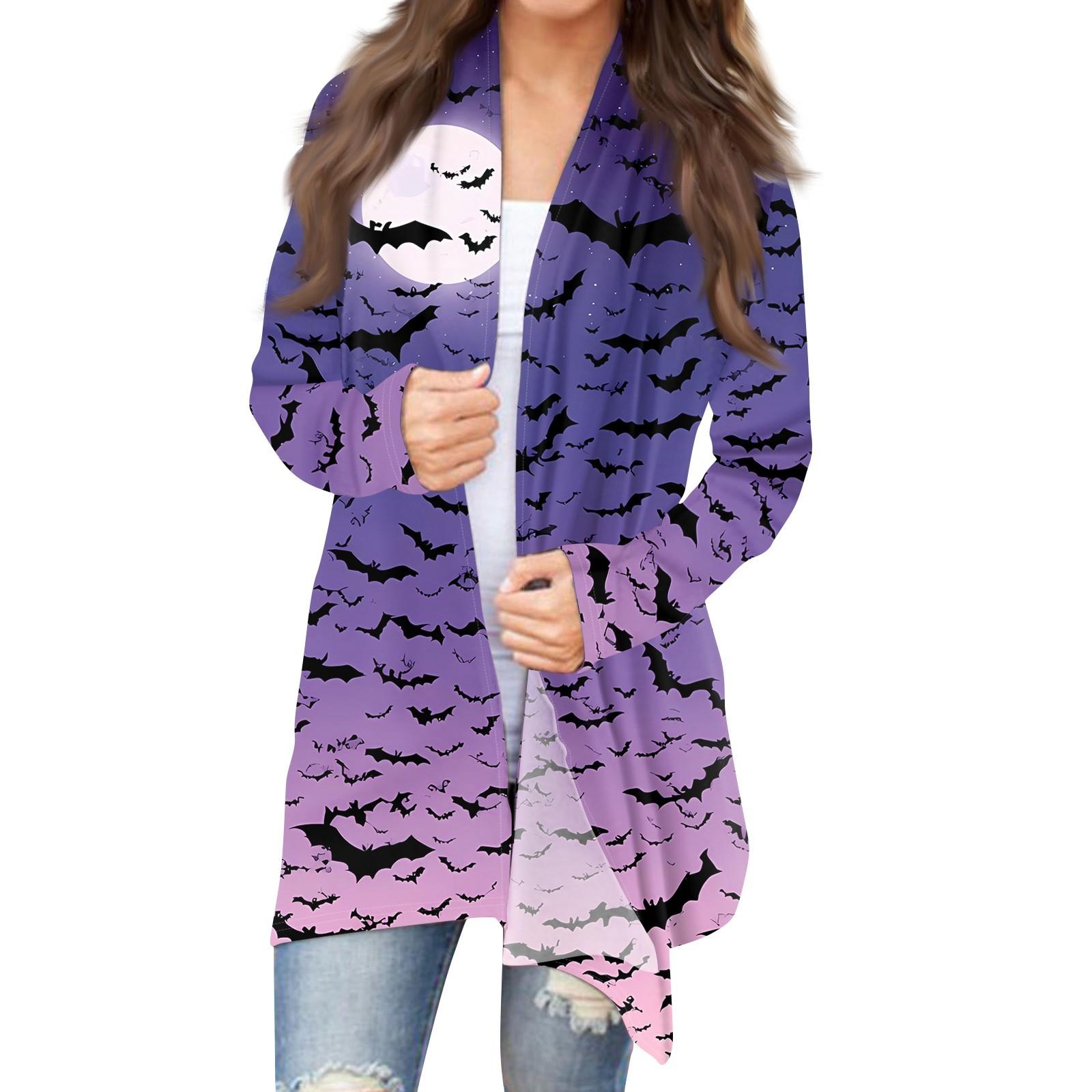 

Женский кардиган с длинными рукавами и принтом на Хэллоуин, легкая куртка с принтом S