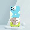 Cute Cartoon Cat Couple Luxury Phone Case For iPhone 16 15 14 13 12 11 Pro Max XS X XR SE 7 8 Plus soft Silicone Clear Cover