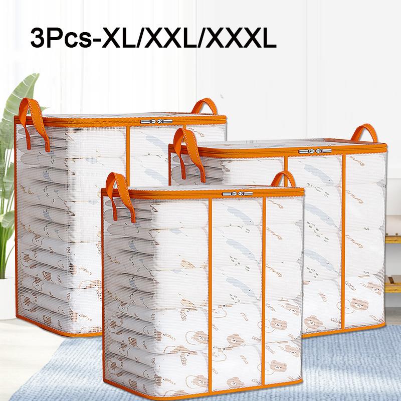 3PCS/SET Extra-Large Clear PVC Storage Bags for Back To School-Resistant, Perfect for Storing Dormitory Clothing