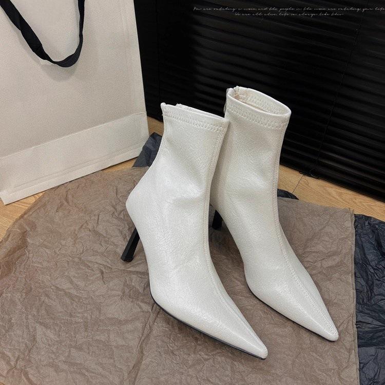 Brown Short Boots 2025 Autumn and Winter New European and American Retro Versatile Internet Celebrity Thin Boots Thin Heel Pointed High Heel Short Bo