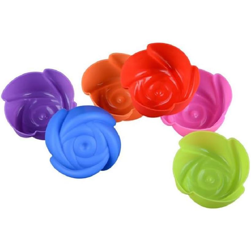 12Pcs Silicone Muffin Molds and Cake Molds for Baking Decorative Design Random Colors for Pudding Jelly and Chocolate Crafts Diy Bakery Accessory