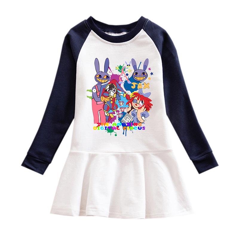 2026 Korean Style Girls' Cartoon Long Sleeve Mesh Princess Dress for Spring and Autumn