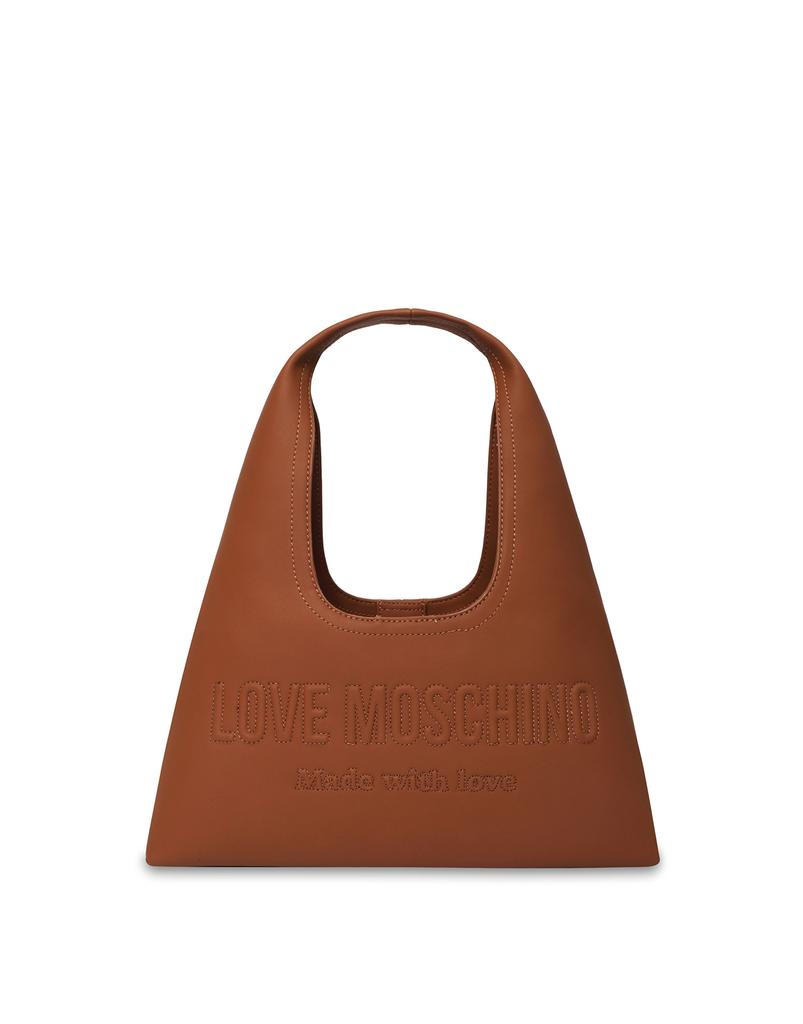 Love Moschino Embossed Logo Hobo Bag Brown