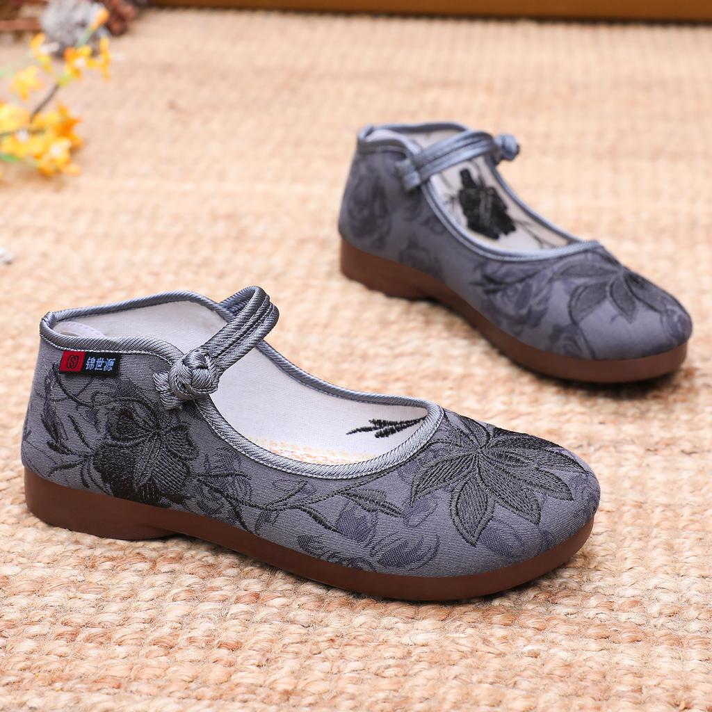 Women's Retro Embroidered Shoes, Single Shoes with Soft Soles, Cloth Shoes