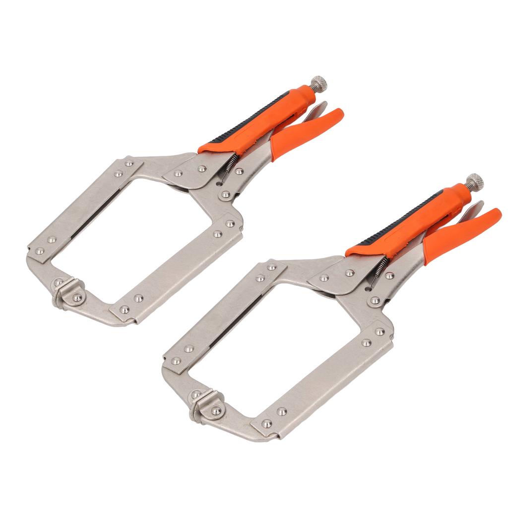 2Pcs Locking C Clamp Pliers Set Heavy Duty Woodworking Face Clamp with Rotating Pads for Welding