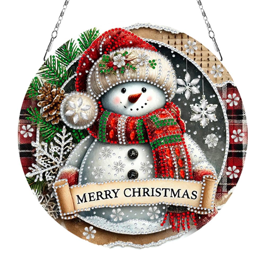 Christmas 2D Flat DIY Special Shape Rhinestone Diamond Art Window Pendants Diamond Art Pendant Window Hanging Art for Home Decor