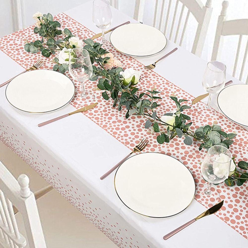 for Party Plastic Disposable Polka Dot Pattern Table Runner Picnic Cloth Tablecover Tablecloth