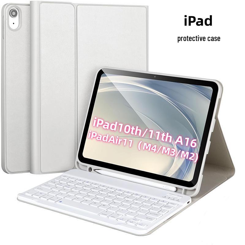 iPad A16 Bluetooth Keyboard Protective Case with Magnetic Detachable Pen Slot for 10th/11th Gen Tablets