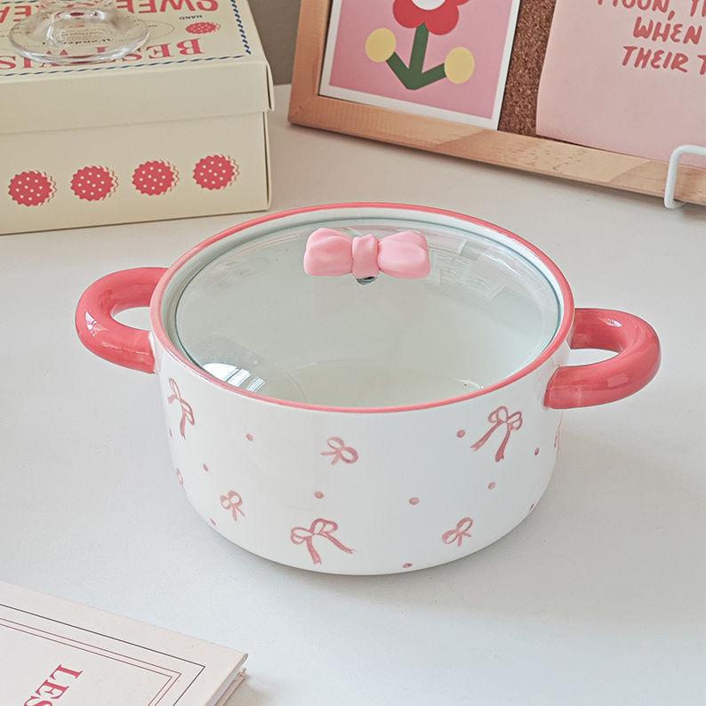 Large Capacity Bow Tie Noodle Bowl for Students