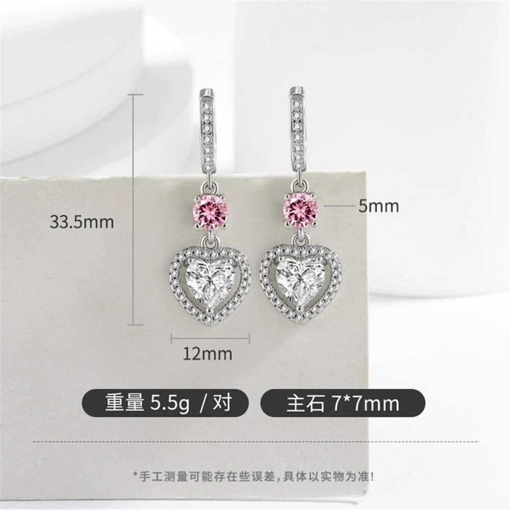 Urocze Damskie Kolczyki Koła z Białą Cyrkonią w Kształcie Serca Vintage Moda Kolor Złoty Ślubne Dla Kobiet