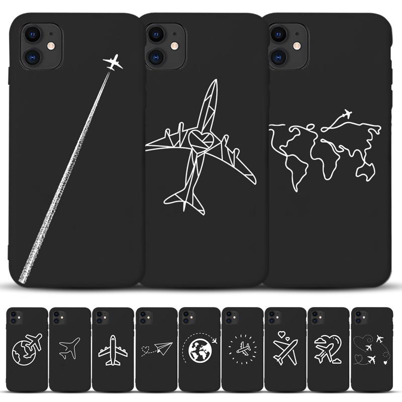 Luxury World Map Travel phone Case For iPhone XR XS Max X XS 12 11 13 Pro max SE 2020 7 8 Plus Silicone Soft airplane Cover