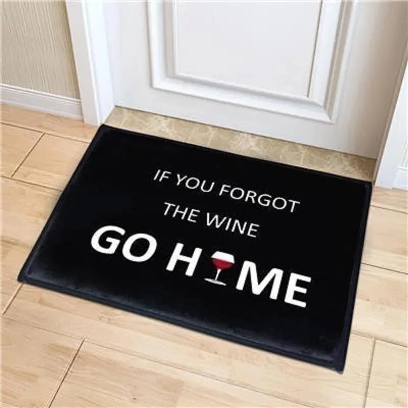 Funny Wine Quote Door Mat Multilingual Welcome Carpet Black White Red Typography Humor Text Art Home Decoration Rug Welcome Mat