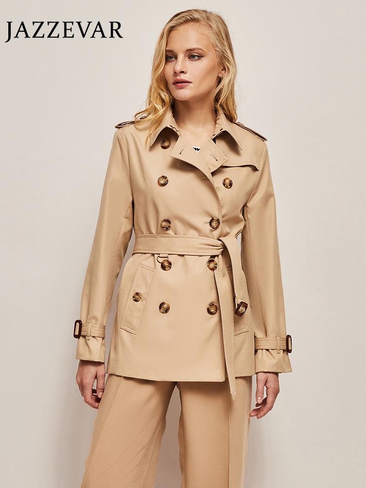 Jia Ze Hua 2025 Autumn British Style Women's Khaki Trench Coat - Classic Hepburn Jacket