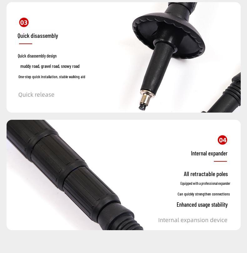 Ultra-Light Shock-Absorbing Aluminum Trekking Poles - Four-Section Telescopic Hiking Gear