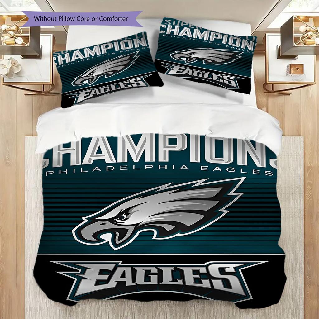 Philadelphia Eagles Pattern Bedding Quilt Set Quilt Cover Pillowcase Home Decoration Birthday Gift (1 * duvet cover + 2 * pillowcase, without core)