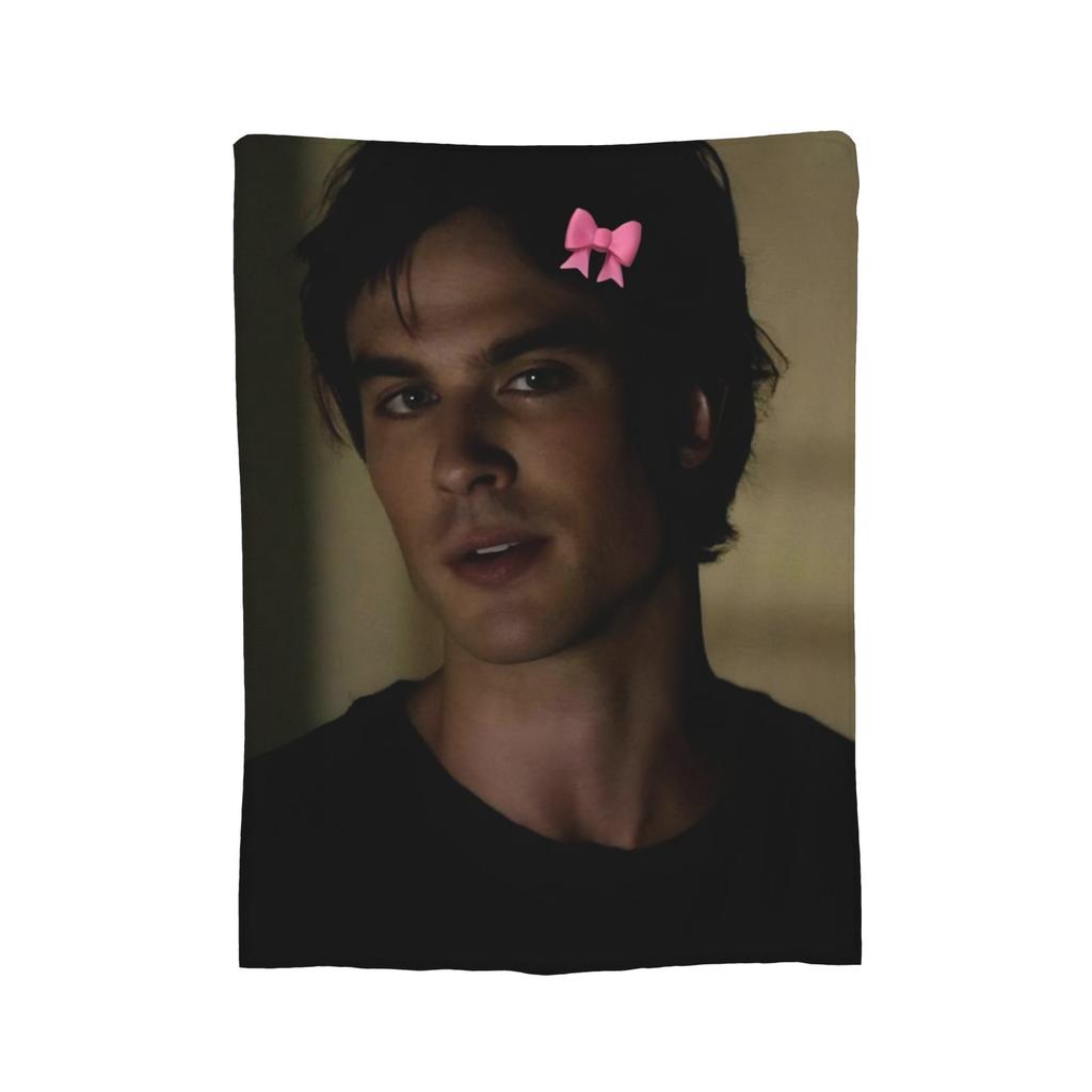 Damon Salvatore The Vampire Diaries Blankets Fleece Printed Ian Somerhalder Portable Warm Throw Blanket for Sofa Bedding Throws