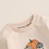 Newborn Baby Boys Girls Halloween Romper Long Sleeve Crewneck Letter Pumpkin Embroidered Casual Jumpsuit