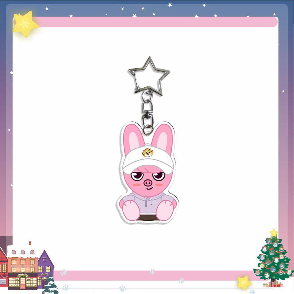 Stray Kids SKZOO Acrylic Keychain, Cartoon Character Cute Pendant Key Ring, Kpop Fan Merchandise Bag Charm Accessories Gift for Women Girls