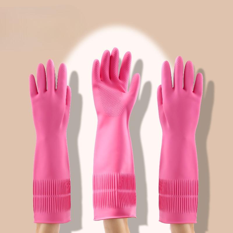 Household Cleaning Latex Gloves, Kitchen Dishwashing Waterproof and Stain-resistant Gloves, Household Anti-slip and Wear-resistant Gloves