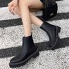 British style women's boots for autumn and winter 2025, new side zipper leather short boots, black versatile thick sole