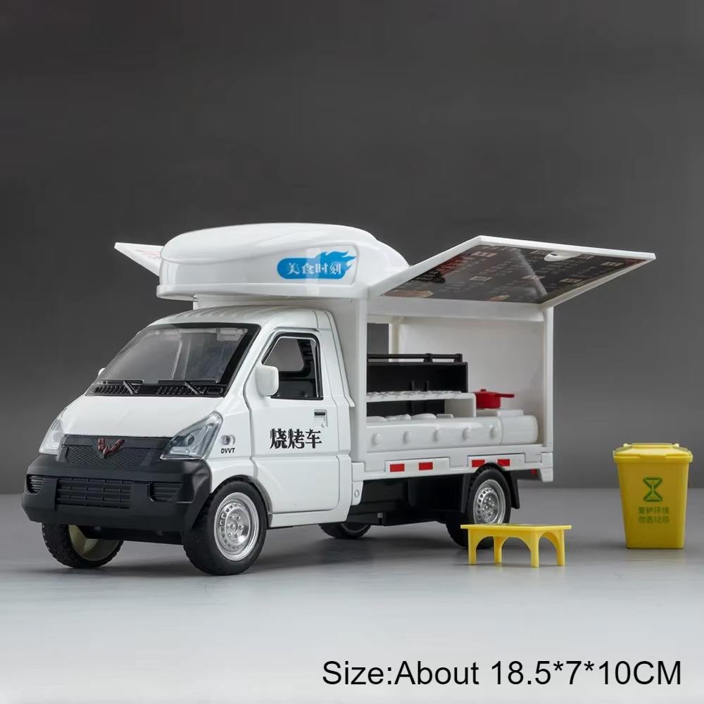 

1:24 Wuling Hongguang Van Modified Version Car Barbecue Truck Model Toy Alloy Diecast Miniature Vehicle Models Decoration Gifts