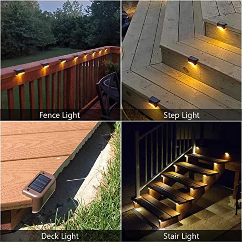 1/2/4PCS LED Solar Step Lamp Path Stair Outdoor Garden Lights Waterproof Balcony Light Decoration for Patio Stair Fence Light