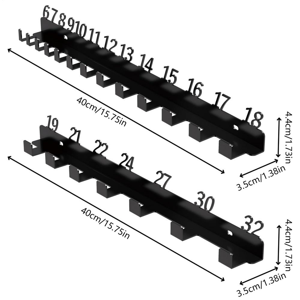 

Стойка для гаечных ключей Держатель для гаечных ключей Подвеска для кухонной утвари Для гаража Сарая Рабочего фургона Садового магазина Механика Двора Мастерской чёрный