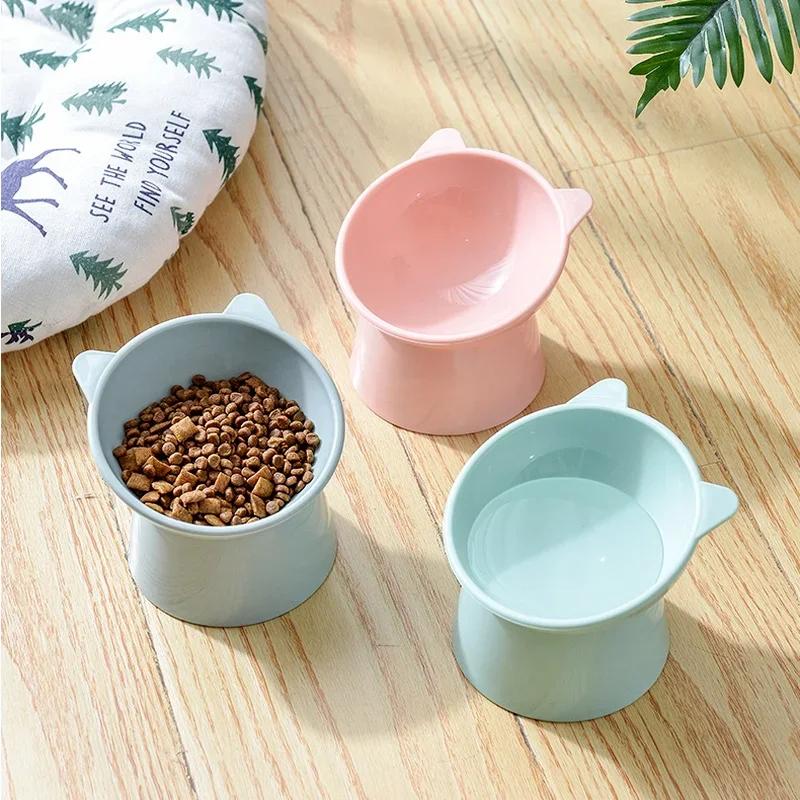 Tall Cat Bowl Dog Anti-dumping 45°Neck Guard Cat Pet Water Bowl Binaural Pet Feeding Cup Pet Feeding Bowl