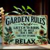 Vintage Garden Rules Metal Sign 8x12 Inch Wall Decor for Home Bar Cafe