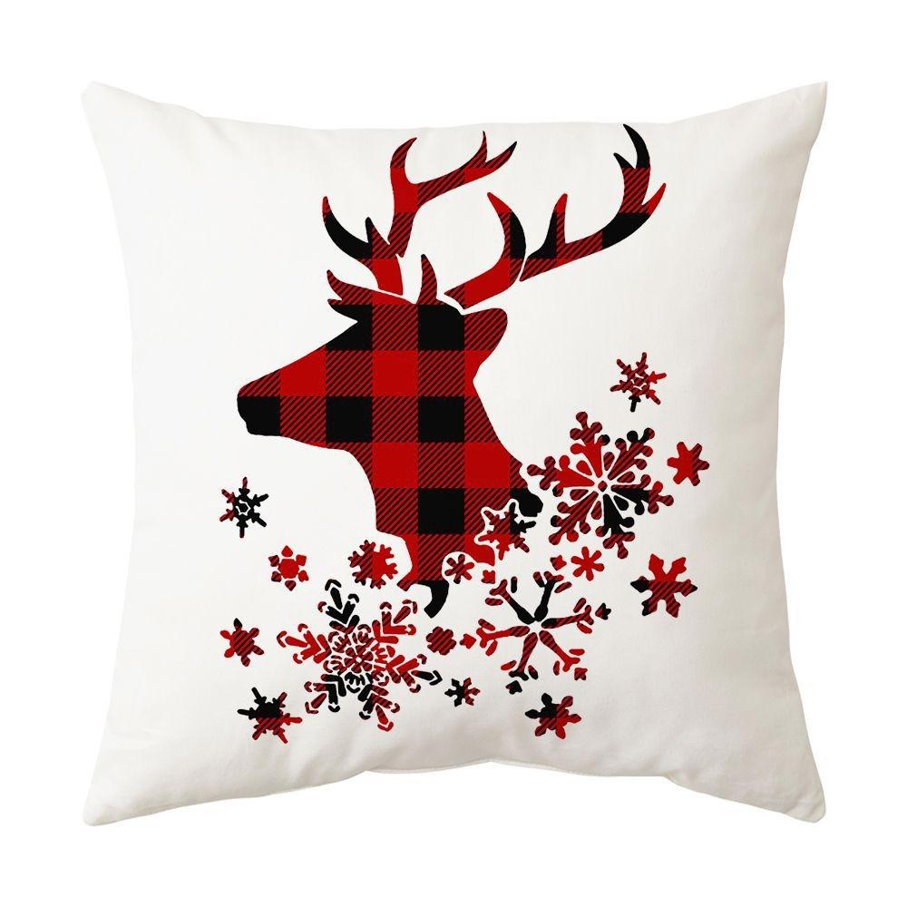 Christmas home decoration pillow cover Merry Christmas Snowman Christmas tree plaid printed cushion cover Sofa room decoration