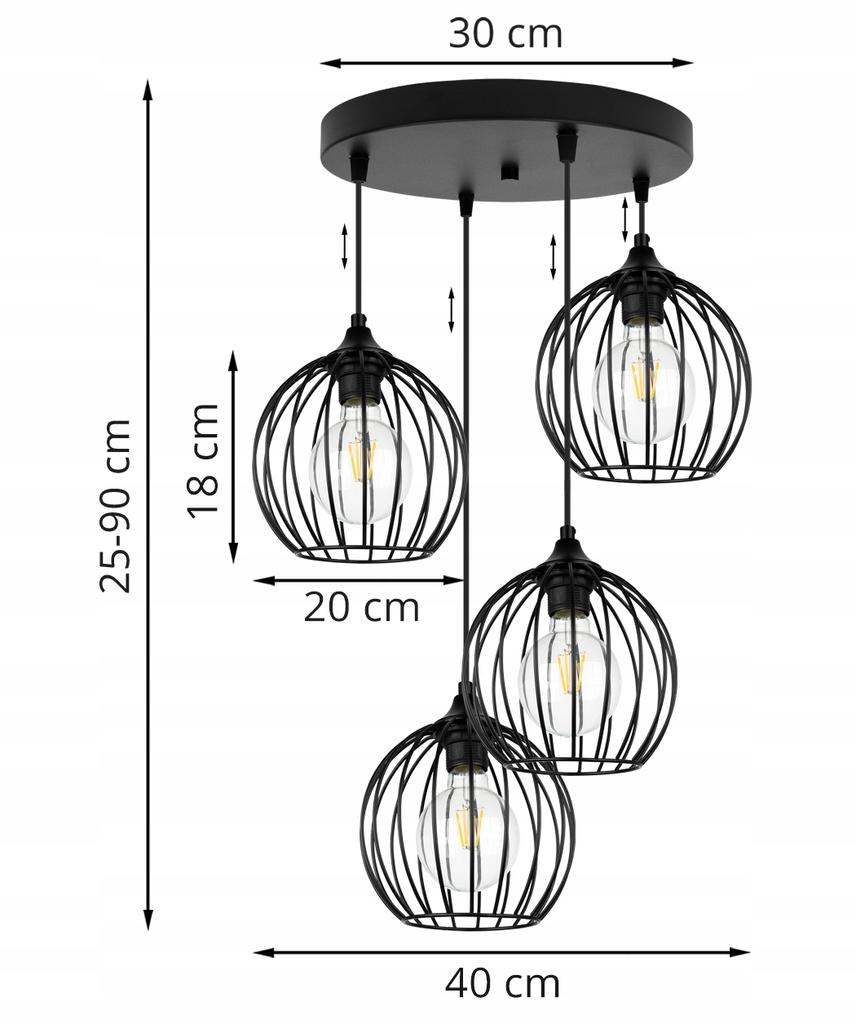 BLACK WIRE HANGING LAMP LOFT LED CHANDELIER