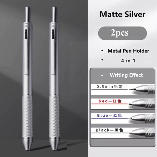 4 In 1 Multicolor Metal Ballpoint Pens 3 Colors Ball Pen 1 Mechanical Pencil For School Office Writing Supplies Stationery
