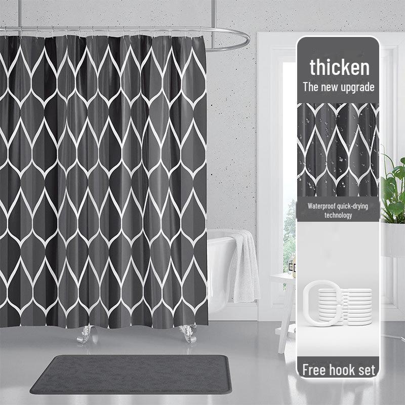 Thickened Waterproof Polyester Shower Curtain for Bathrooms