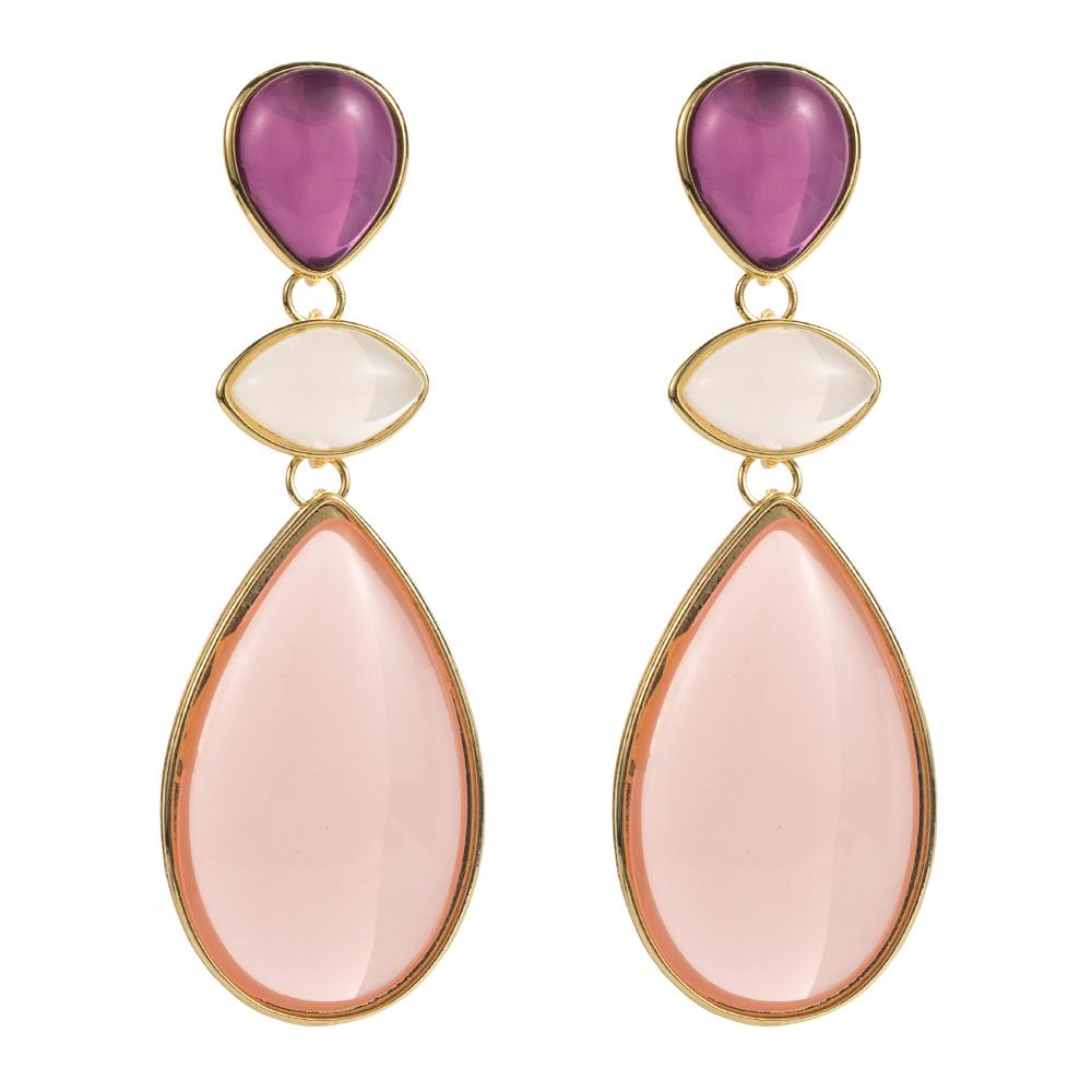 ZA Geometric Resin Long Earrings: European & American Style, Shell Pendant, High-Quality Women's Jewelry