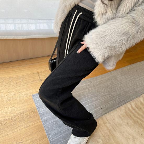 Dambyxor Raka Vida Ben Dragsko Elastisk Midja Lediga Byxor med Fickor Enfärgad