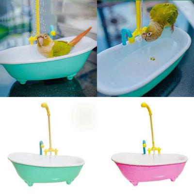 Automatische Papageienbadewanne Kunststoff Rosa Grün Vogel Duschzubehör Batteriebetrieben Käfigzubehör Papageien Badespielzeug für kleine Haustiere