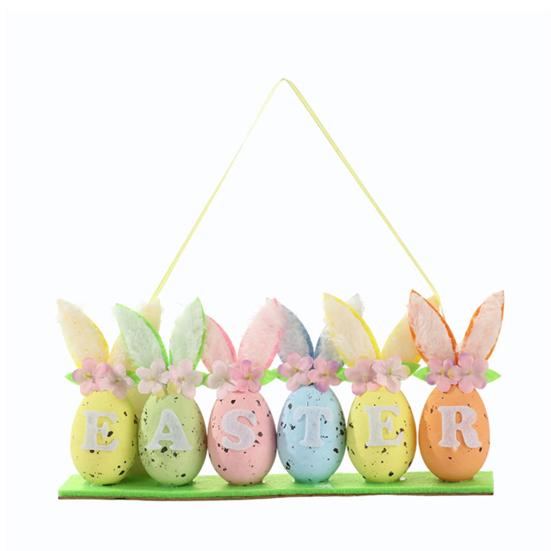 Easter Bunny Egg Ornaments Colorful Foam Easter Eggs with Bunny Ear for Tree Wall Door Window Spring Party Decoration