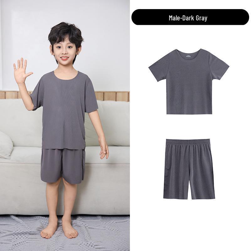 Summer Boys' & Girls' Seamless Ice Silk Pajama Set