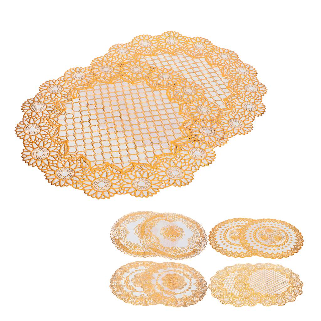 2PCS 38x38cm Table Mats PVC Gold Placemats Cup Mat Coaster for Wedding Party Supplies