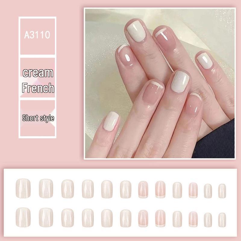 

Молочно-белые полупрозрачные накладные ногти: Простые Короткие Универсальные Наклейки для Накладных Ногтей