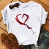 New Women T-Shirt Casual Short Sleeve T Shirt Women's Fashion Rose Red Wine Glass Printed Black T-Shirt Female Tops Tees